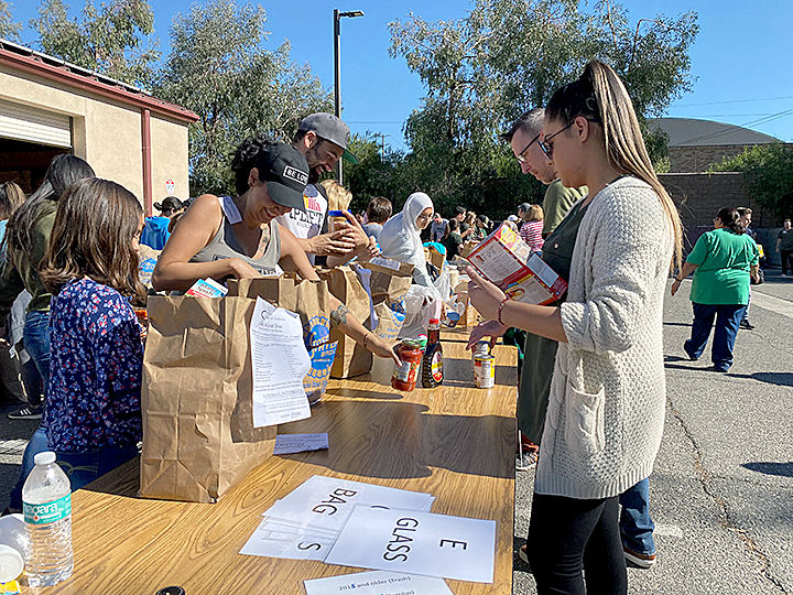 Sorting 12,000 pounds of nonperishable food